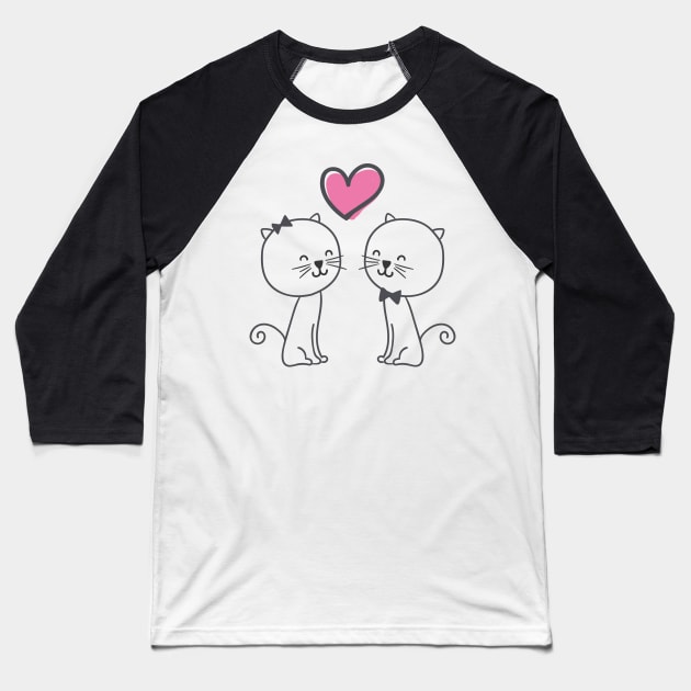 Cat's in love Baseball T-Shirt by GNDesign